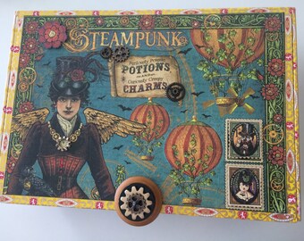 Caja de recuerdos Steampunk: Almacenamiento de joyas con recuerdos en forma de globo