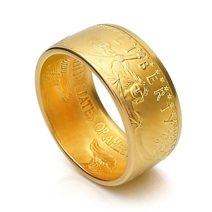 1 oz American Eagle Gold Coin Ring - &quot;Heads&quot; - Satin Finish