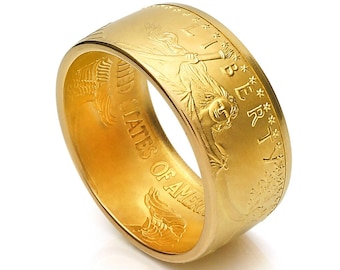 1 oz American Eagle Gold Coin Ring - "Heads" - Satin Finish