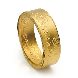 1/2 oz American Eagle Gold Coin Ring - &quot;Heads&quot; - Satin Finish