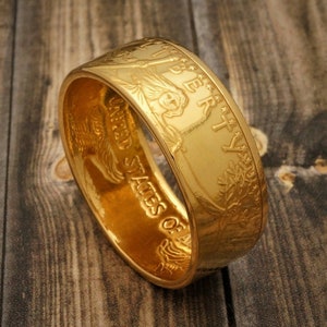 1/2 oz American Eagle Gold Coin Ring - &quot;Heads&quot; - Polished Finish