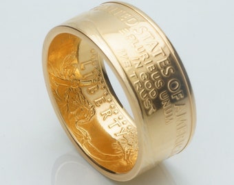 1 oz American Eagle Gold Coin Ring - Type 2 - "Tails" - Polished Finish