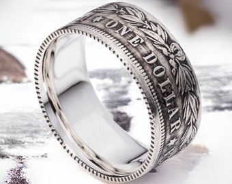 Morgan Dollar Ring | Hand Made Comfort Fit Silver Coin Ring | Unique Wedding Band | Patina Finish