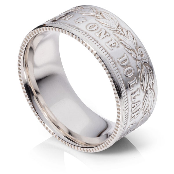 thumbnail image 2 of Kennedy Silver Half Dollar Coin Ring – 2010-2018, Heads Side, Polished Finish – Handmade USA 2 of 3