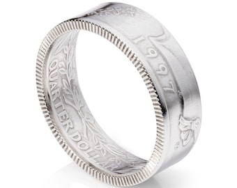Quarter Ring - Silver Coin Ring - "Heads" - Polished Finish - 1992-1998