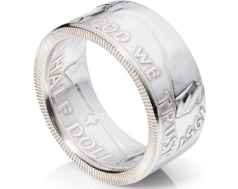 Franklin Half Dollar Ring - Silver Coin Ring - "Heads" - Polished Finish - 1948-1953