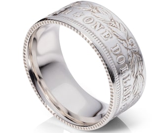 Morgan Dollar Ring | Hand Made Comfort Fit Silver Coin Ring | Unique Wedding Band | Polished Finish