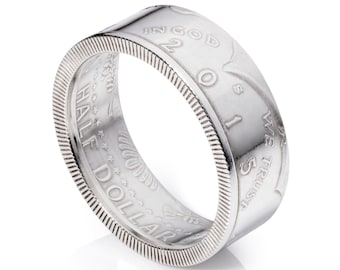 Kennedy Silver Half Dollar Coin Ring - "Heads" - Polished Finish - 2002-2018