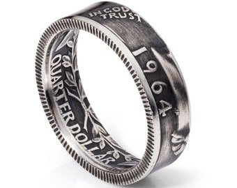 Quarter Ring - Silver Coin Ring from 1954-1964 - "Heads" Patina Finish - Unique Coin Jewelry
