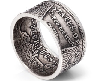 Morgan Dollar Ring - 1921 - Silver Coin Ring - "Tails" - Patina Finish