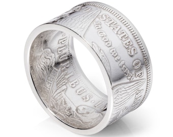 Morgan Dollar Ring - 1921 - Silver Coin Ring - "Tails" - Polished Finish