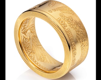 1 oz American Eagle Gold Coin Ring - "Tails" - Polished Finish
