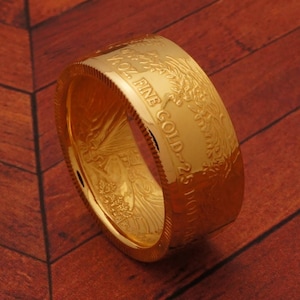 1/2 oz American Eagle Gold Coin Ring - &quot;Tails&quot; - Polished Finish