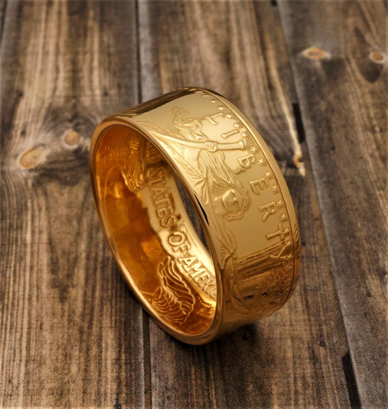 22k Solid Gold Coin Ring for Men: Crafted From 1 Oz 'heads