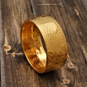22k Solid Gold Coin Ring for Men: Crafted From 1 Oz 'heads' Design Coin ...