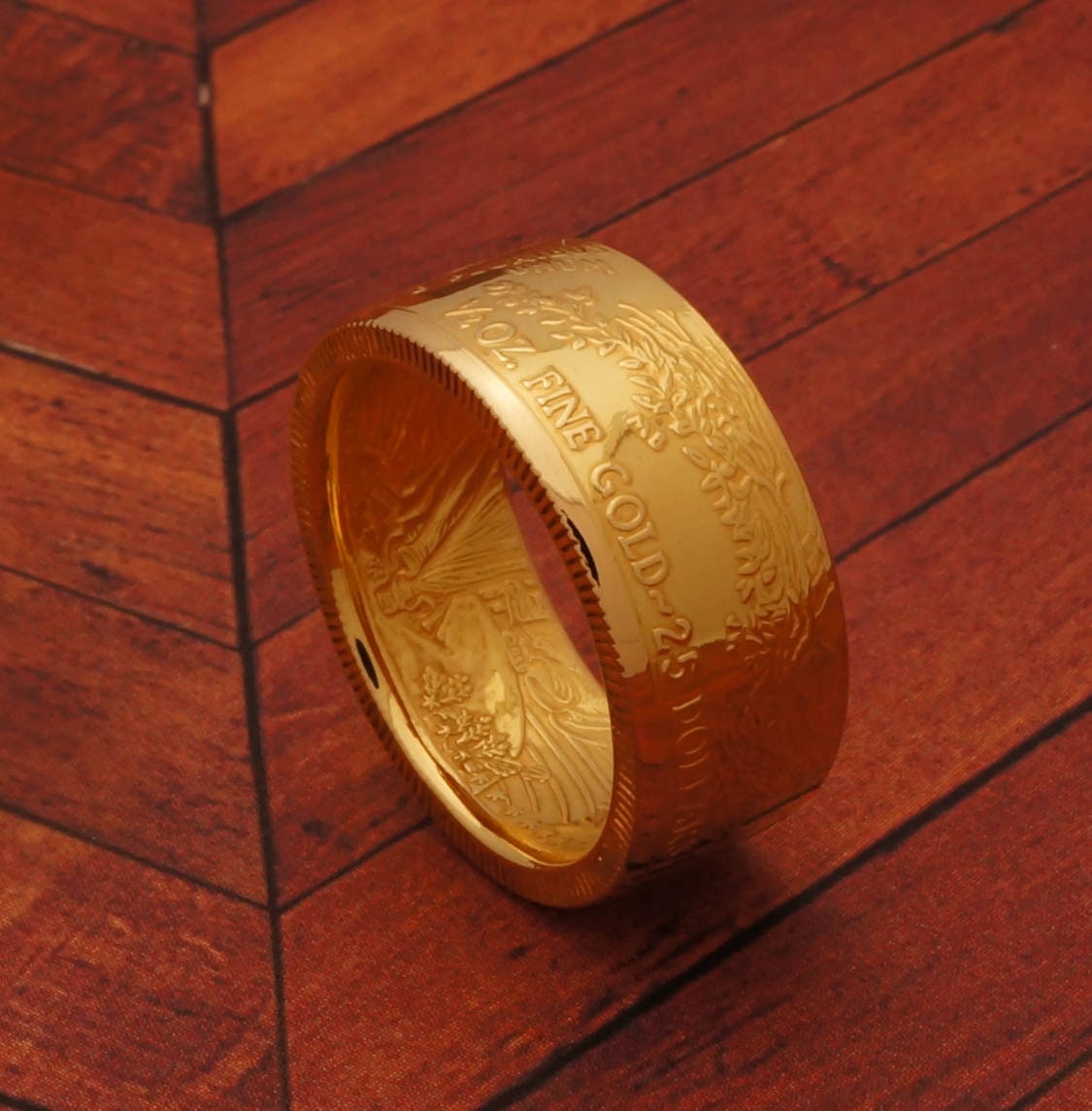 1 2 Oz Gold American Eagle Coin Ring For Men Handmade From 22k Etsy