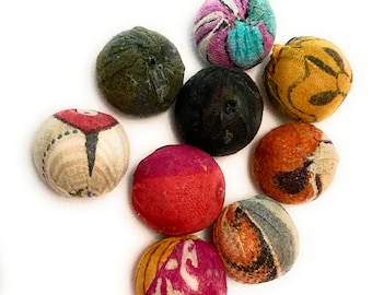 Recycled Kantha Fabric Beads - 15mm