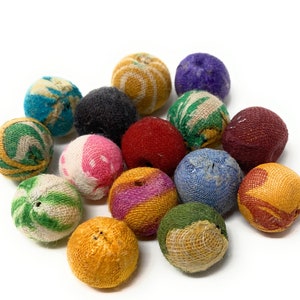 Recycled Kantha Fabric Beads - 10mm