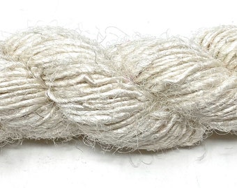 Fair Trade Recycled Silk Sari Yarn 100 gram Skein WHITE