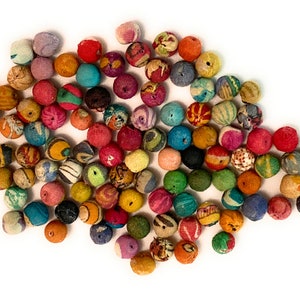 Recycled Kantha Fabric Beads - 6mm 100 Beads