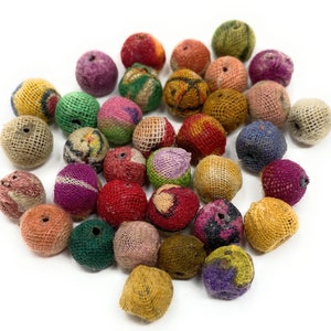 Recycled Kantha Fabric Beads - 4mm