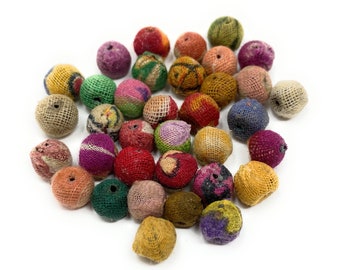 Recycled Kantha Fabric Beads - 4mm
