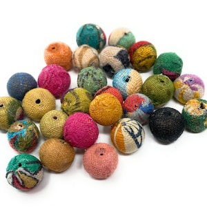 Recycled Kantha Fabric Beads - 6mm