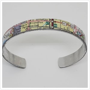 Recycled Map Narrow Cuff Bracelet