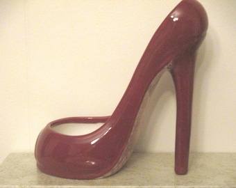 Stiletto Wine Bottle Holder, Brown Ceramic, Safari Decor