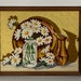 Vintage Framed Crewel Embroidery Daisies In Jar Pitcher Platter Daisy Flower Wall Art Picture 16" x 20" Country Cottage Decor