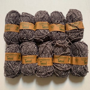 10 Skeins Scheepjeswol Tweed Wool Blend Yarn Purple White Made In Holland 45m/50g Per Skein