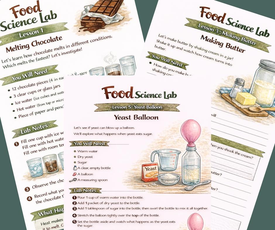 Food Science Lab Experiments Printable for Kids L Hands on Kitchen ...