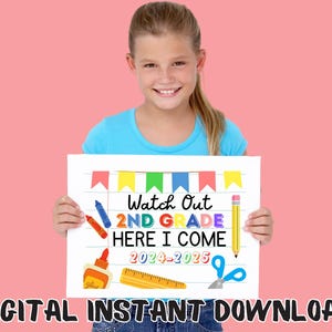 First Day of Second Grade Printable Sign Instant Digital Download Back ...