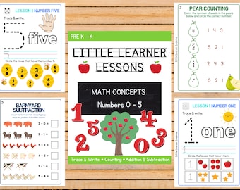 Printable Preschool & Kindergarten Math Workbook Numbers 0 - 5