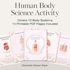Human Body Systems Mobile | Printable Anatomy Activity | Homeschool Science | Charlotte Mason | Elementary Biology