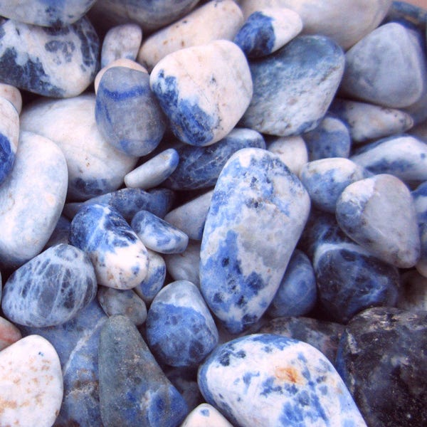 Bulk Tumbled SODALITE * Polished Fluorescent Blue & White Crystal Stones 4 Weddings Jewelry Making Wire Wrap Gifts * Brazil