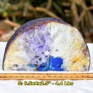 Polished Purple Agate Geode Bookends: Quartz Crystal Decor