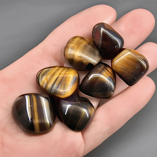 Tumbled TIGER EYE * 1/2-1" or 1-2" Size * Chatoyant Jewelry Grade Brazilian Gemstone * Bulk Wholesale Pricing * Natural Color