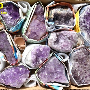 AMETHYST FLATS * Full Flat of Druzy Amethyst Clusters from Brazil Geodes * Medium Size * Bulk Wholesale * Natural Color