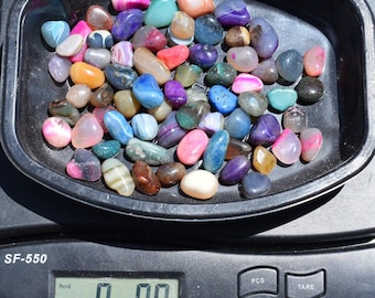 Jelly Bean TUMBLED STONES Brazil: 1/2" Size * Mixed Colors * incl Jasper Agate Amethyst Aventurine Sodalite ...