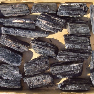 Black TOURMALINE ROUGH * One pc or 1/2 Lb Lots of 1" or 2" Stones * Raw Schorl Crystal from Brazil Pegmatite * October Birthstone