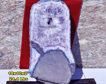 Large Agate Geode Crystal Slab Slice Healing Blue Purple 240g+ 9x9x2cm+ Brazil - Foto 9