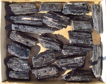 Black TOURMALINE ROUGH * Several Sizes * October Birthstone * Wholesale Available * Raw Schorl Crystal from Brazil Pegmatite *