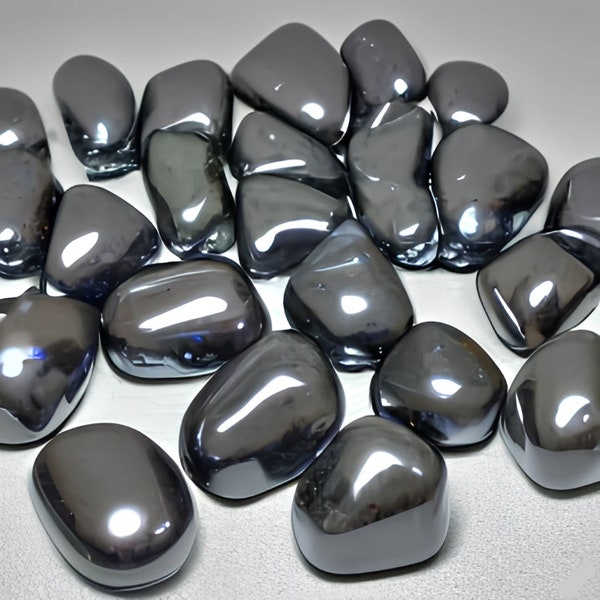 TUMBLED HEMATITE * Shiny Large Size 5-8 pcs / Lb. * 1 Stone to 5 Lb Lots * 1-2"+ Polished Black Magnetic * bulk wholesale sale,