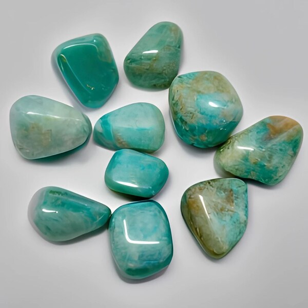 Tumbled Blue Green AMAZONITE from Brazil * 1-2" Size - 25-35 Pcs / Lb * Microcline Feldspar var * Jewelry Wire Wrap Crafts * bulk wholesale