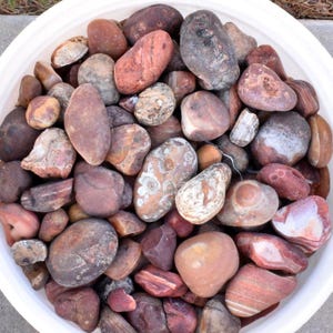 BULK AGATE Rough: Sm 1-2" Med 2" Lg 3" Sizes * Top Tumbling Rough * River Worn Natural Geode Nodules from Brazil