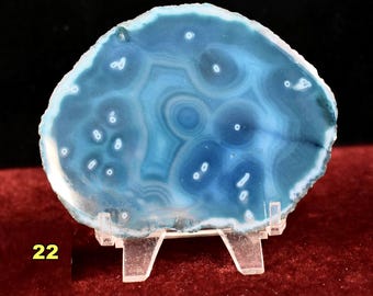 4" BLUE AGATE Coasters Slabs: Choice of 15 Brazilian Geode Slices
