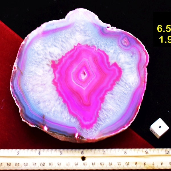 5-7" Red AGATE & QUARTZ Crystal Slice Coasters * Agate Nodule Slab Cut * Choice of 10 * Polished Thick Slice Slab Geode Brazil