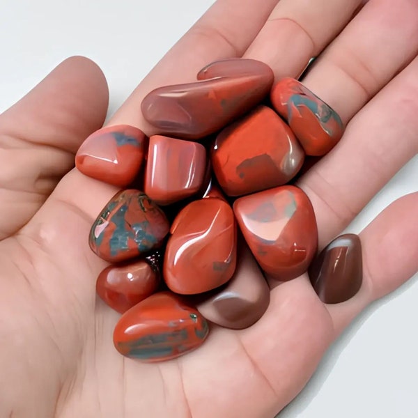 Tumbled RED JASPER from Brazil * Choice of 1" or 2" Size * March Birthstone * Polished Red Quartz Variety * Wedding Jewelry Wire Wrap