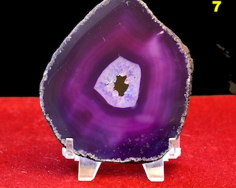Purple AGATE Coasters with FREE Stand: Choose Actual 4" Slab from 10 * Thin Slice * Brazil